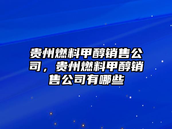 貴州燃料甲醇銷售公司，貴州燃料甲醇銷售公司有哪些