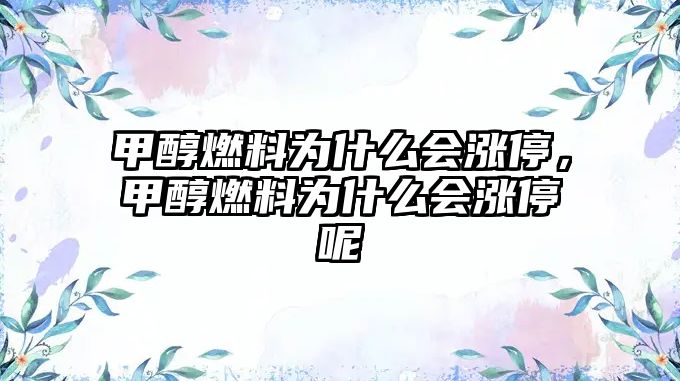 甲醇燃料為什么會漲停，甲醇燃料為什么會漲停呢