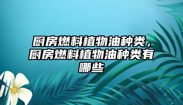 廚房燃料植物油種類，廚房燃料植物油種類有哪些