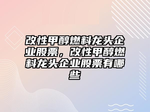 改性甲醇燃料龍頭企業(yè)股票，改性甲醇燃料龍頭企業(yè)股票有哪些