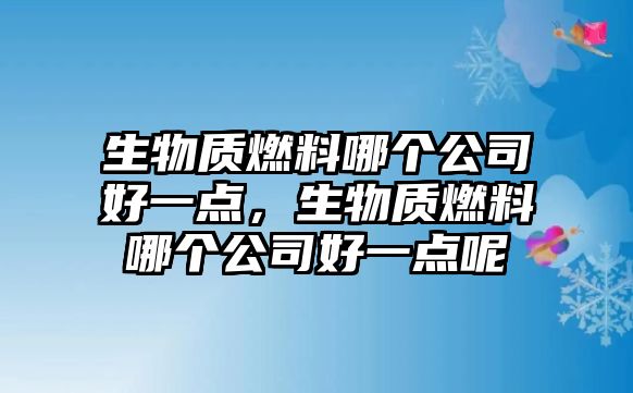 生物質(zhì)燃料哪個公司好一點(diǎn)，生物質(zhì)燃料哪個公司好一點(diǎn)呢