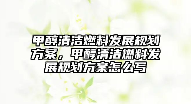 甲醇清潔燃料發(fā)展規(guī)劃方案，甲醇清潔燃料發(fā)展規(guī)劃方案怎么寫