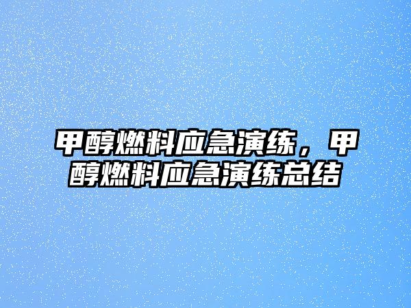 甲醇燃料應急演練，甲醇燃料應急演練總結