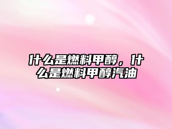 什么是燃料甲醇，什么是燃料甲醇汽油