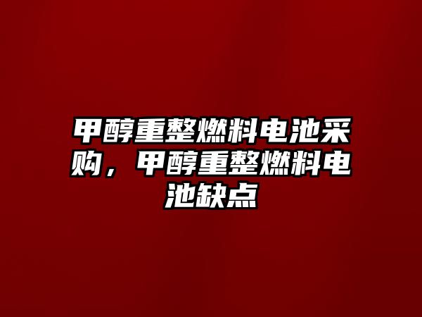 甲醇重整燃料電池采購，甲醇重整燃料電池缺點