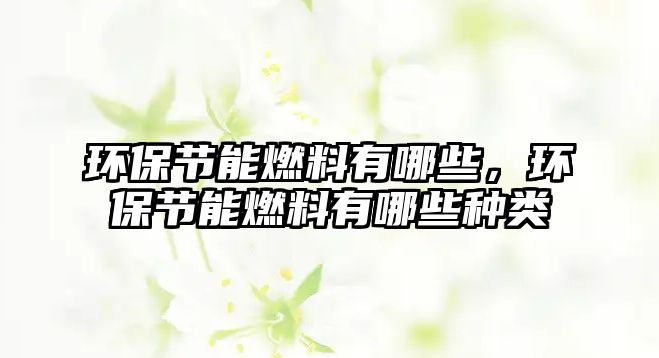 環(huán)保節(jié)能燃料有哪些，環(huán)保節(jié)能燃料有哪些種類