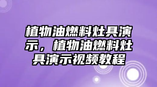 植物油燃料灶具演示，植物油燃料灶具演示視頻教程