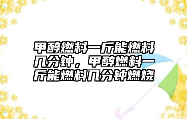 甲醇燃料一斤能燃料幾分鐘，甲醇燃料一斤能燃料幾分鐘燃燒