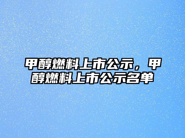 甲醇燃料上市公示，甲醇燃料上市公示名單