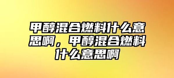 甲醇混合燃料什么意思啊，甲醇混合燃料什么意思啊