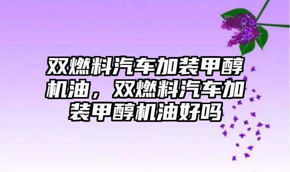 雙燃料汽車加裝甲醇機油，雙燃料汽車加裝甲醇機油好嗎