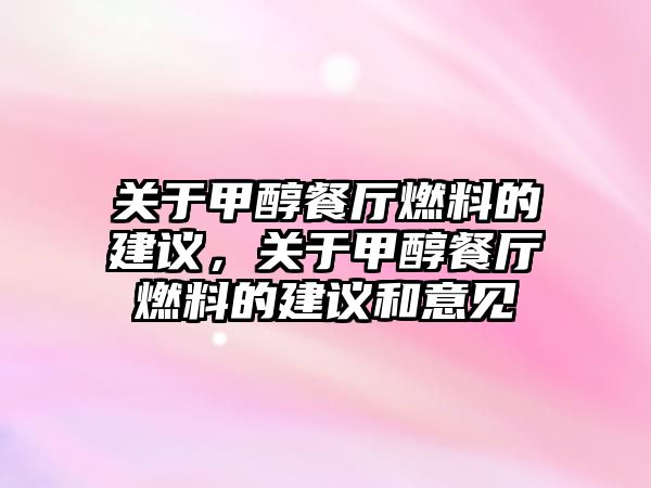 關(guān)于甲醇餐廳燃料的建議，關(guān)于甲醇餐廳燃料的建議和意見