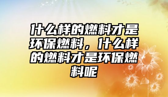 什么樣的燃料才是環(huán)保燃料，什么樣的燃料才是環(huán)保燃料呢