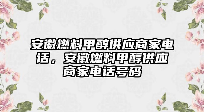 安徽燃料甲醇供應商家電話，安徽燃料甲醇供應商家電話號碼