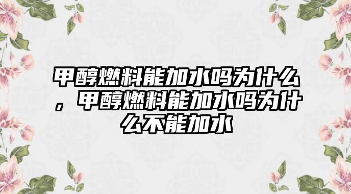 甲醇燃料能加水嗎為什么，甲醇燃料能加水嗎為什么不能加水