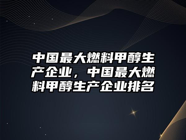 中國(guó)最大燃料甲醇生產(chǎn)企業(yè)，中國(guó)最大燃料甲醇生產(chǎn)企業(yè)排名