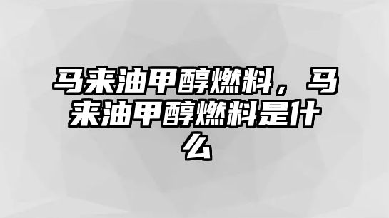 馬來(lái)油甲醇燃料，馬來(lái)油甲醇燃料是什么