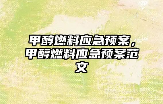 甲醇燃料應急預案，甲醇燃料應急預案范文