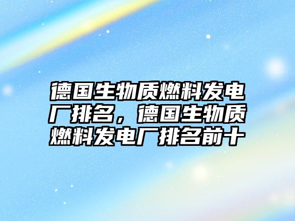 德國(guó)生物質(zhì)燃料發(fā)電廠排名，德國(guó)生物質(zhì)燃料發(fā)電廠排名前十