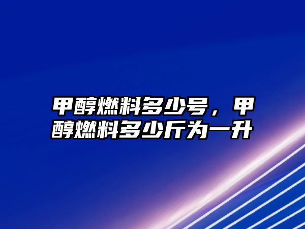 甲醇燃料多少號，甲醇燃料多少斤為一升