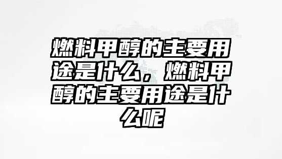 燃料甲醇的主要用途是什么，燃料甲醇的主要用途是什么呢