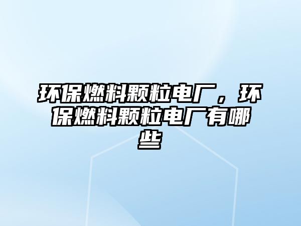 環(huán)保燃料顆粒電廠，環(huán)保燃料顆粒電廠有哪些