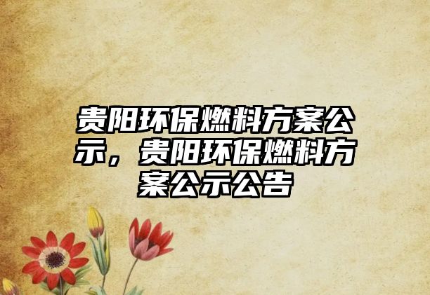 貴陽環(huán)保燃料方案公示，貴陽環(huán)保燃料方案公示公告