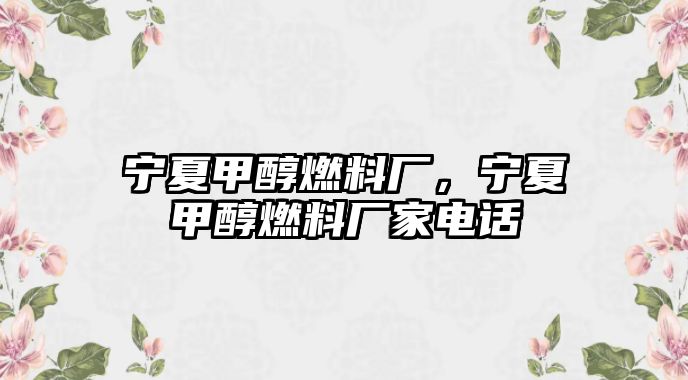 寧夏甲醇燃料廠，寧夏甲醇燃料廠家電話