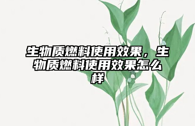 生物質(zhì)燃料使用效果，生物質(zhì)燃料使用效果怎么樣