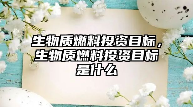 生物質(zhì)燃料投資目標，生物質(zhì)燃料投資目標是什么