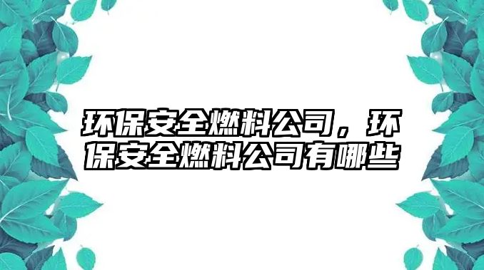 環(huán)保安全燃料公司，環(huán)保安全燃料公司有哪些