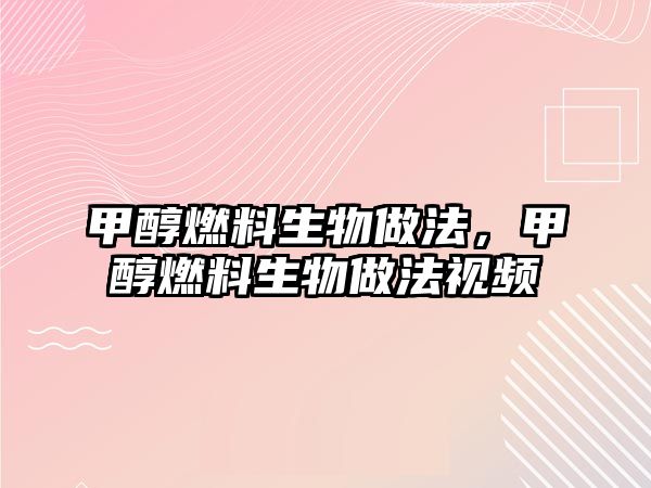 甲醇燃料生物做法，甲醇燃料生物做法視頻