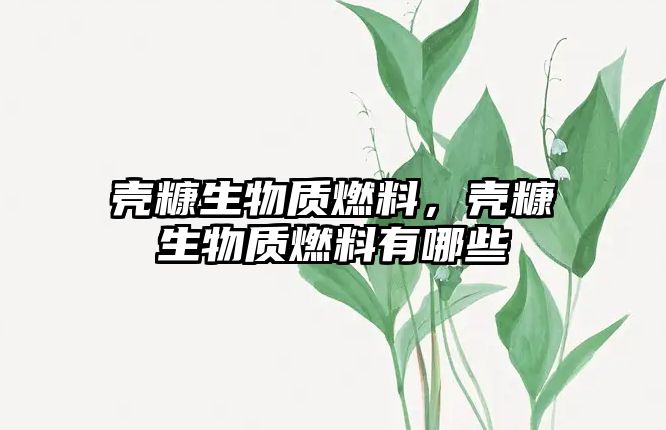 殼糠生物質(zhì)燃料，殼糠生物質(zhì)燃料有哪些