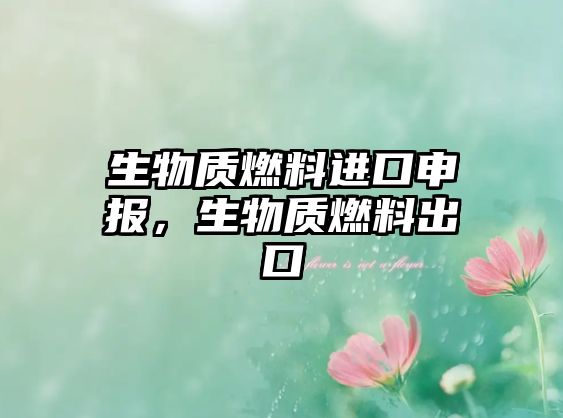 生物質(zhì)燃料進(jìn)口申報，生物質(zhì)燃料出口