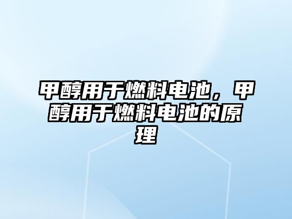 甲醇用于燃料電池，甲醇用于燃料電池的原理