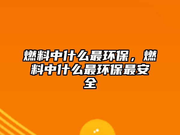 燃料中什么最環(huán)保，燃料中什么最環(huán)保最安全