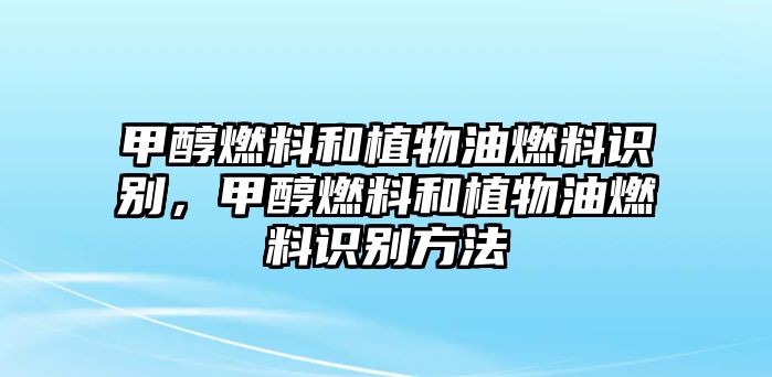 甲醇燃料和植物油燃料識(shí)別，甲醇燃料和植物油燃料識(shí)別方法