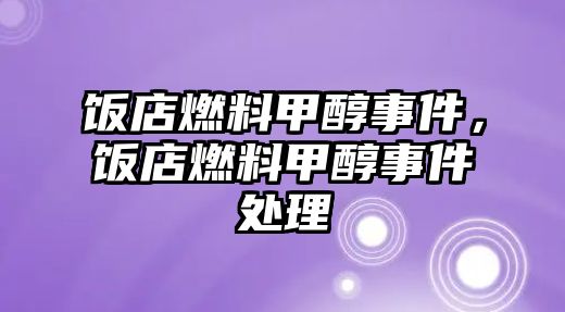 飯店燃料甲醇事件，飯店燃料甲醇事件處理