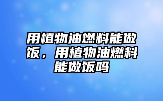 用植物油燃料能做飯，用植物油燃料能做飯嗎