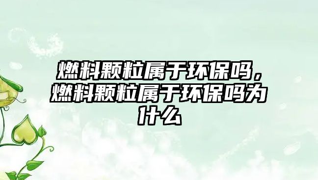 燃料顆粒屬于環(huán)保嗎，燃料顆粒屬于環(huán)保嗎為什么