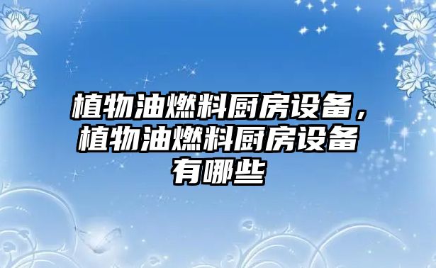 植物油燃料廚房設(shè)備，植物油燃料廚房設(shè)備有哪些