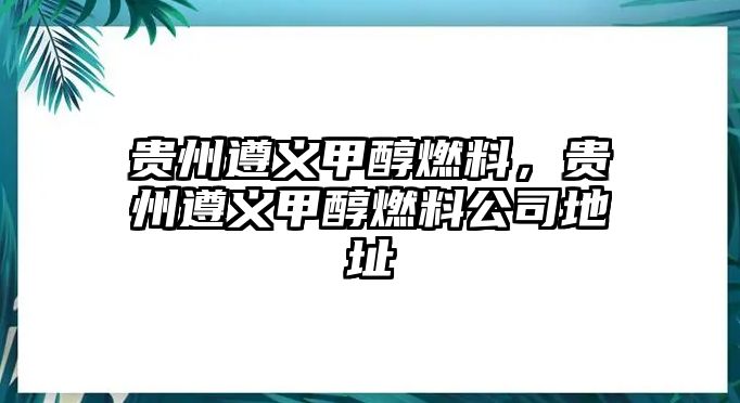 貴州遵義甲醇燃料，貴州遵義甲醇燃料公司地址