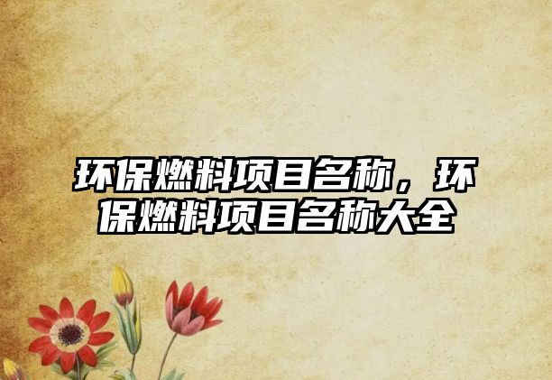 環(huán)保燃料項目名稱，環(huán)保燃料項目名稱大全