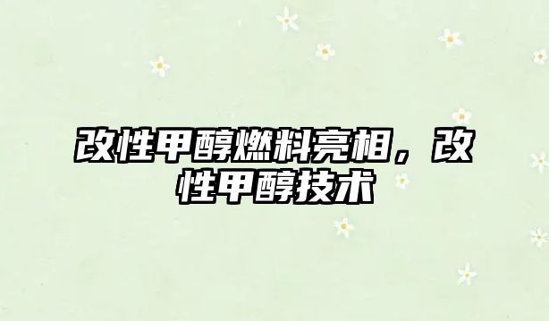 改性甲醇燃料亮相，改性甲醇技術