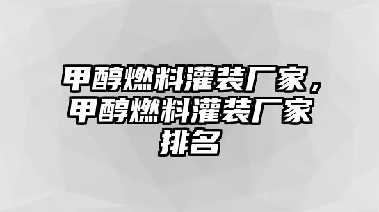 甲醇燃料灌裝廠家，甲醇燃料灌裝廠家排名