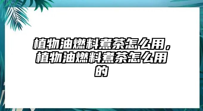 植物油燃料煮茶怎么用，植物油燃料煮茶怎么用的