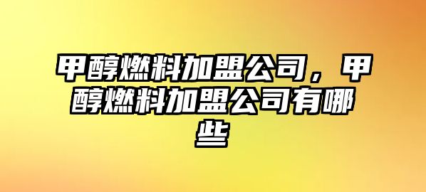 甲醇燃料加盟公司，甲醇燃料加盟公司有哪些