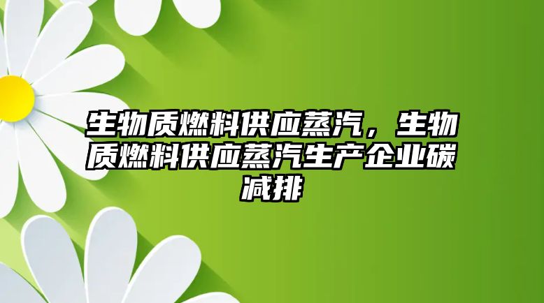 生物質(zhì)燃料供應(yīng)蒸汽，生物質(zhì)燃料供應(yīng)蒸汽生產(chǎn)企業(yè)碳減排