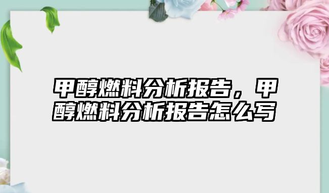 甲醇燃料分析報告，甲醇燃料分析報告怎么寫