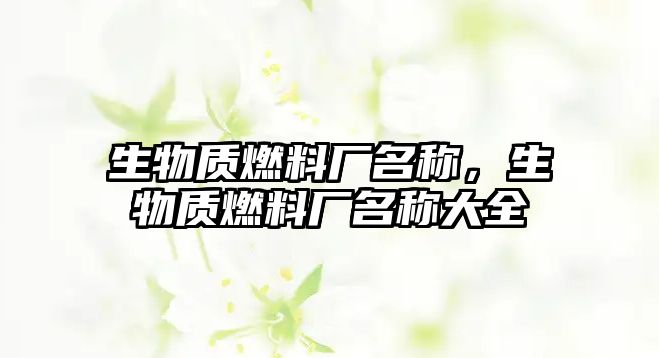 生物質(zhì)燃料廠名稱，生物質(zhì)燃料廠名稱大全